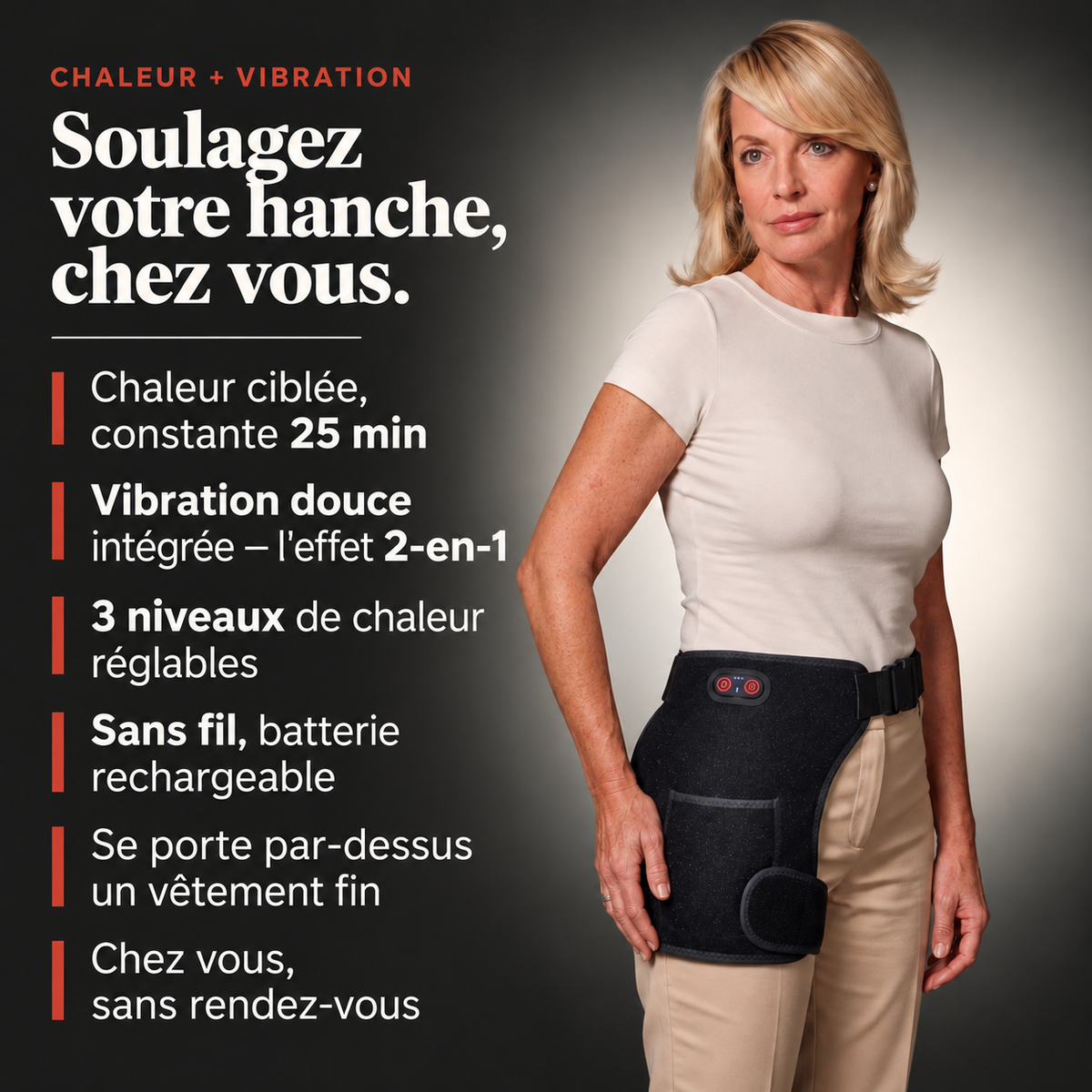 Ceinture Chauffante & Vibrante Hanche – Heativa